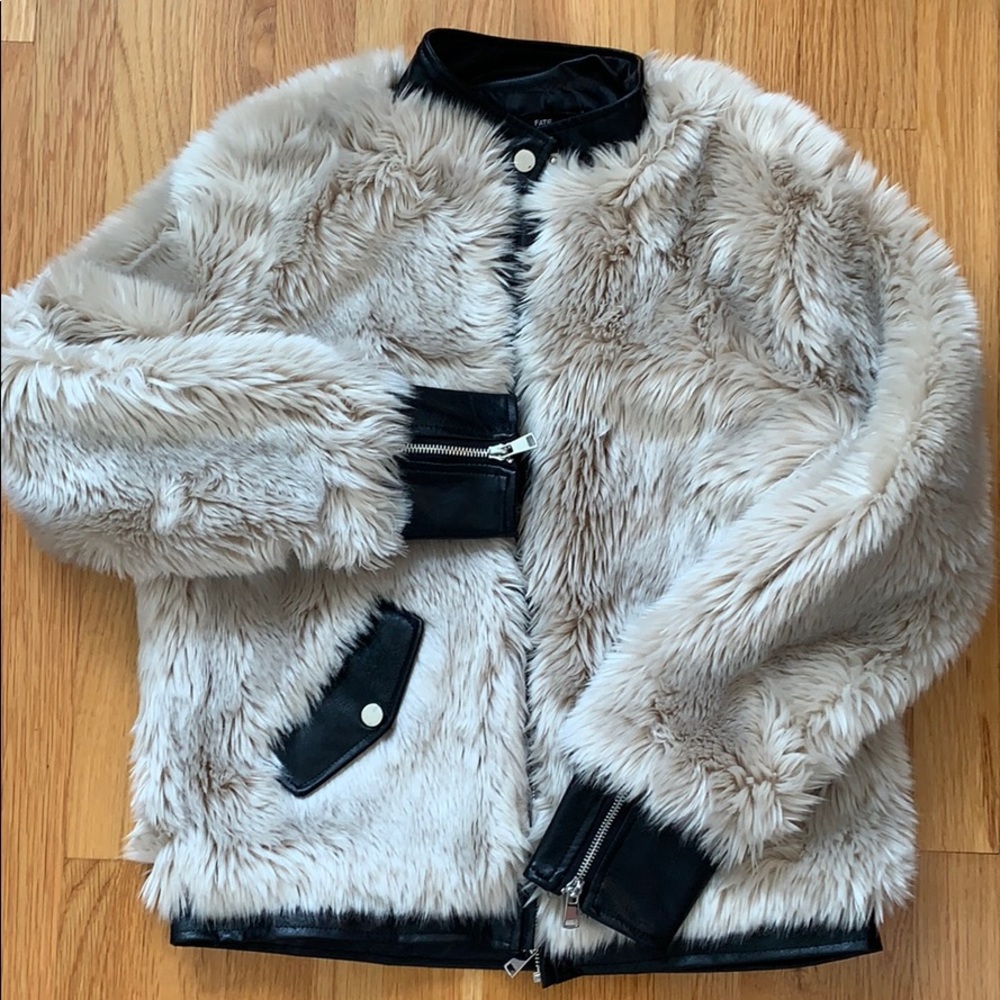 NWOT Faux Fur & Leather Jacket